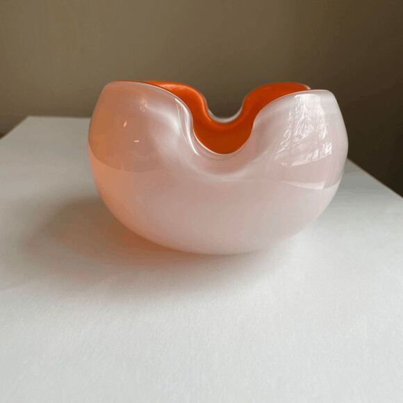 1950s Mid-Century Modern Orange Murano Art Glass Bowl - Picture 9 of 10